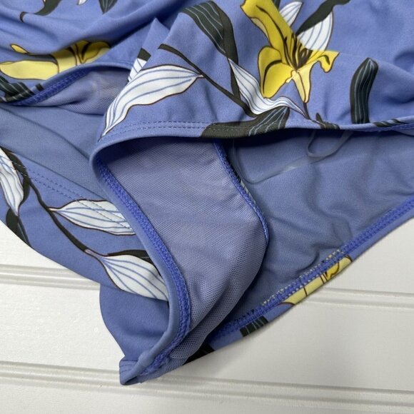 Jones New York Swimsuit Blue Floral One-Piece One Shoulder Cutout  Size M - Picture 5 of 14